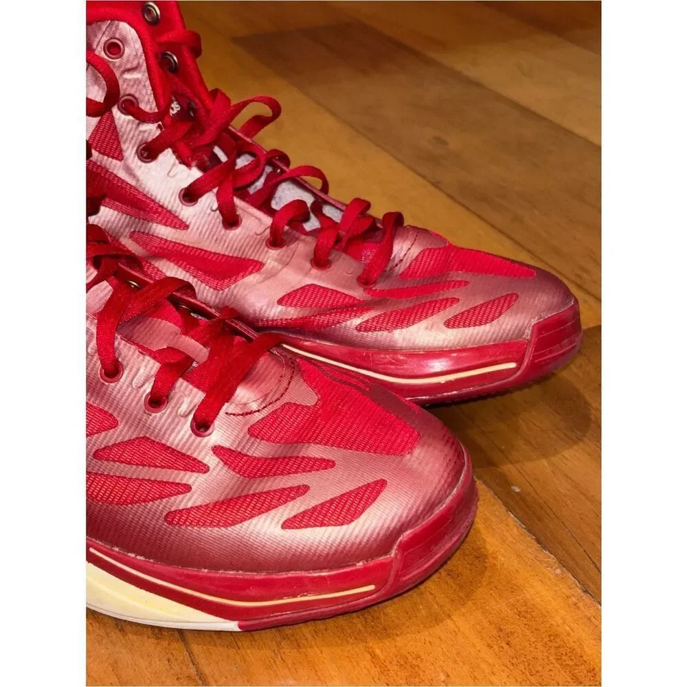 adidas adizero Red and White High-Top Basketball Shoes size 6.5